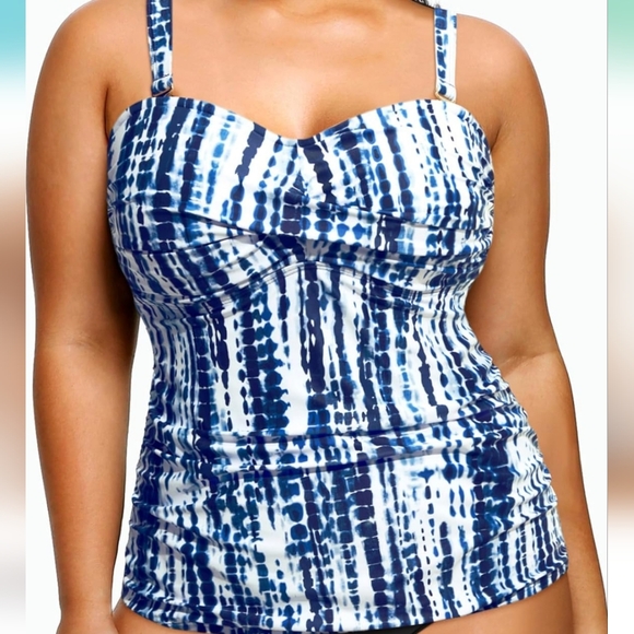 18W NWT AQUA EVE Tankini TOP 44-46.5"Bust  37.5-40.5"Waist Adj/Removeable Straps - Picture 1 of 16